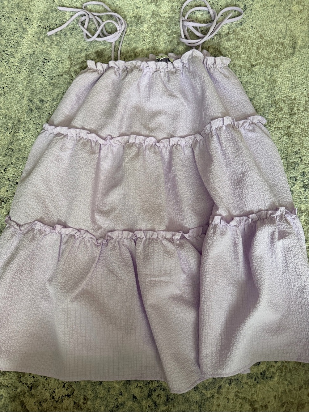 Juniors Lilac Tiered Sundress with Spaghetti Ties- size medium